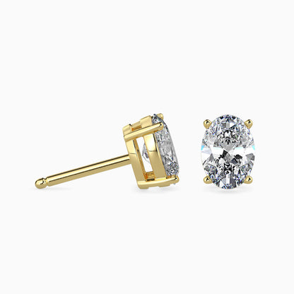 2 CT Oval Diamond Stud Earrings (1 CT Each) in 14K Gold – IGI Certified