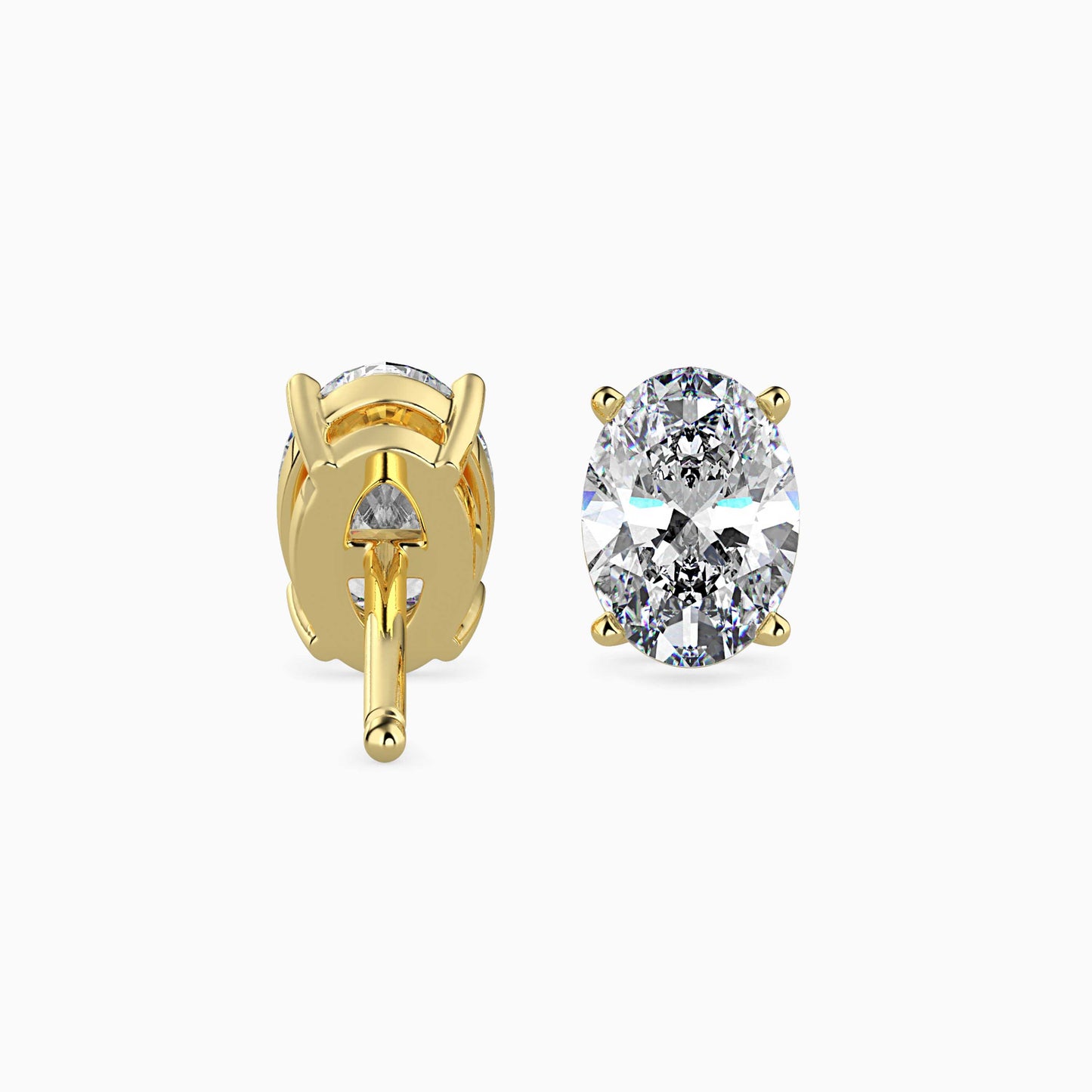 2 CT Oval Diamond Stud Earrings (1 CT Each) in 14K Gold – IGI Certified