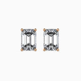 2 CT Lab Grown Emerald Cut Diamond Studs (1 CT Each) in 14K Gold, IGI Certified