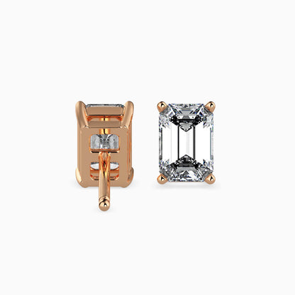 2 CT Lab Grown Emerald Cut Diamond Studs (1 CT Each) in 14K Gold, IGI Certified