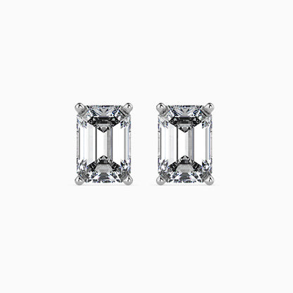 2 CT Lab Grown Emerald Cut Diamond Studs (1 CT Each) in 14K Gold, IGI Certified