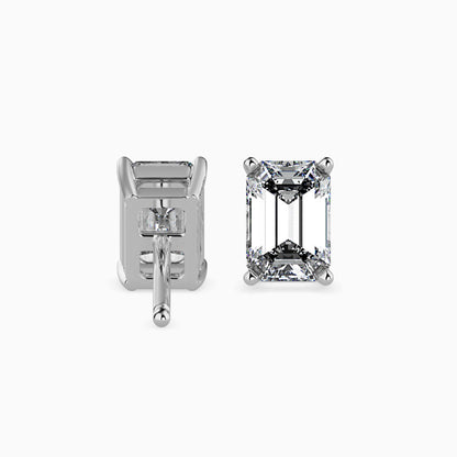 2 CT Lab Grown Emerald Cut Diamond Studs (1 CT Each) in 14K Gold, IGI Certified