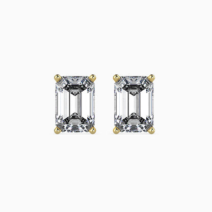 2 CT Lab Grown Emerald Cut Diamond Studs (1 CT Each) in 14K Gold, IGI Certified