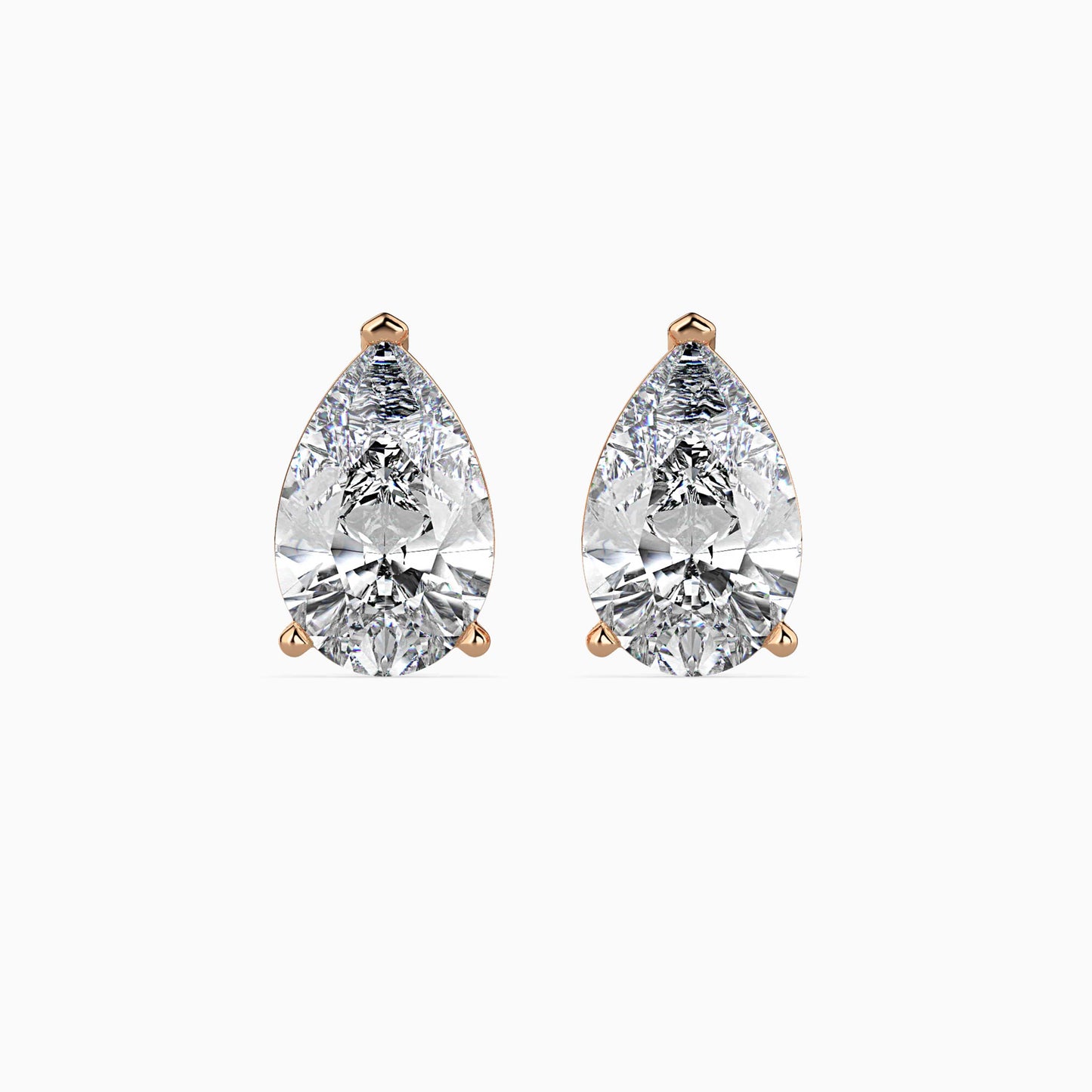 2CT Pear Diamond Studs (1CT Each) – IGI Certified Lab Grown Diamonds in 14K Gold