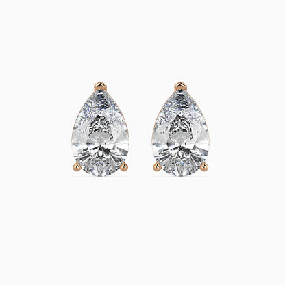 2CT Pear Diamond Studs (1CT Each) – IGI Certified Lab Grown Diamonds in 14K Gold