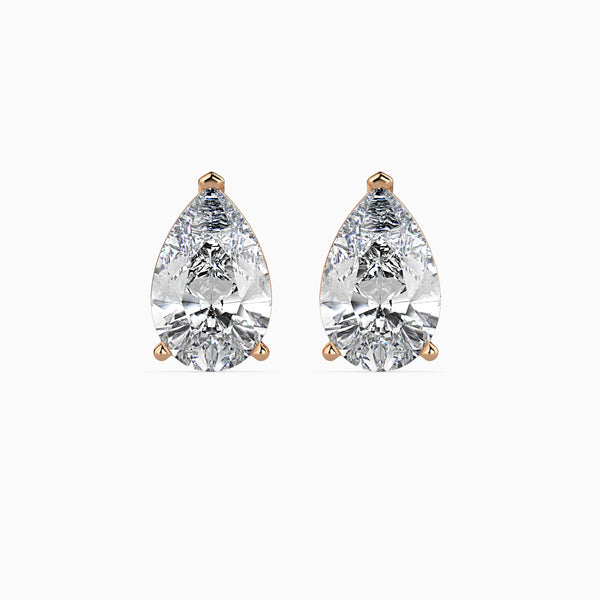 1CT Pear Diamond Stud Earrings (0.50CT Each) in 14K Gold – Elegant & IGI Certified