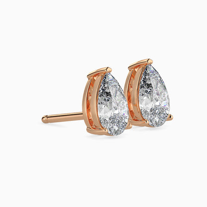 1CT Pear Diamond Stud Earrings (0.50CT Each) in 14K Gold – Elegant & IGI Certified
