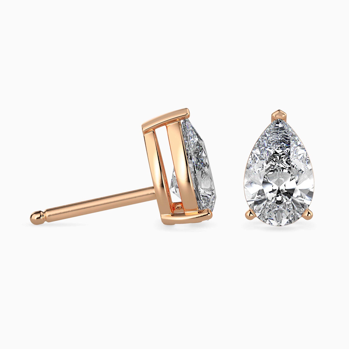 1CT Pear Diamond Stud Earrings (0.50CT Each) in 14K Gold – Elegant & IGI Certified