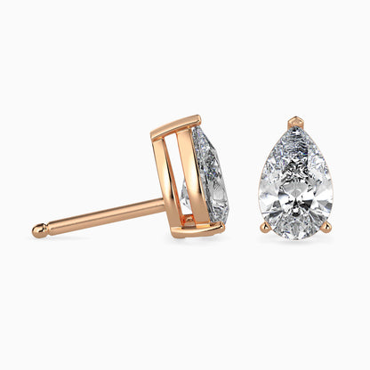 1.5CT Pear Diamond Stud Earrings (0.75CT Each) – 14K Gold | IGI Certified