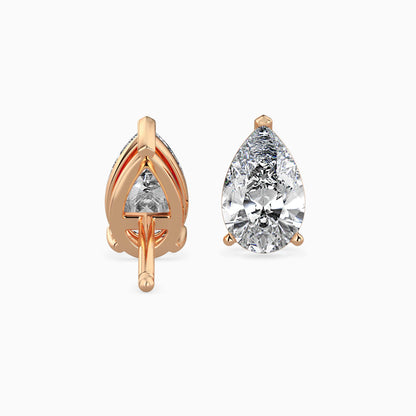1CT Pear Diamond Stud Earrings (0.50CT Each) in 14K Gold – Elegant & IGI Certified