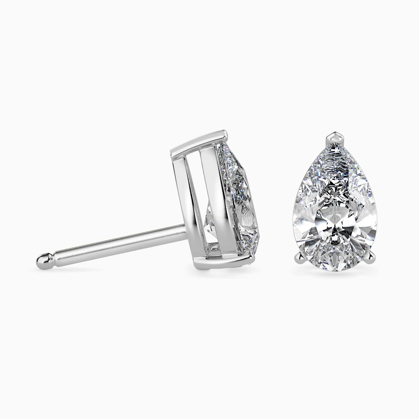 1CT Pear Diamond Stud Earrings (0.50CT Each) in 14K Gold – Elegant & IGI Certified