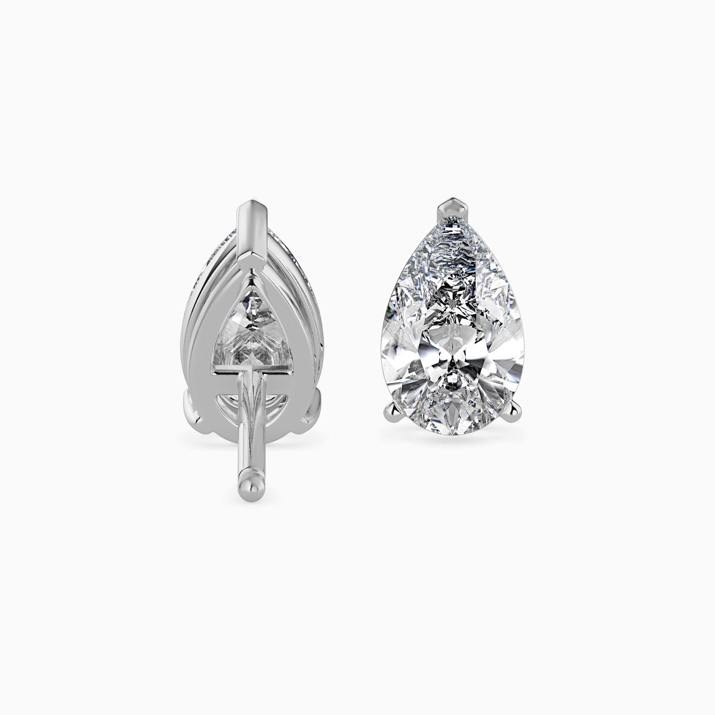 2CT Pear Diamond Studs (1CT Each) – IGI Certified Lab Grown Diamonds in 14K Gold