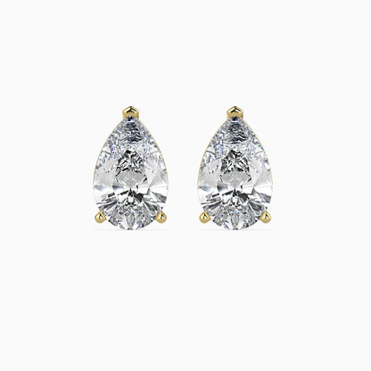1CT Pear Diamond Stud Earrings (0.50CT Each) in 14K Gold – Elegant & IGI Certified