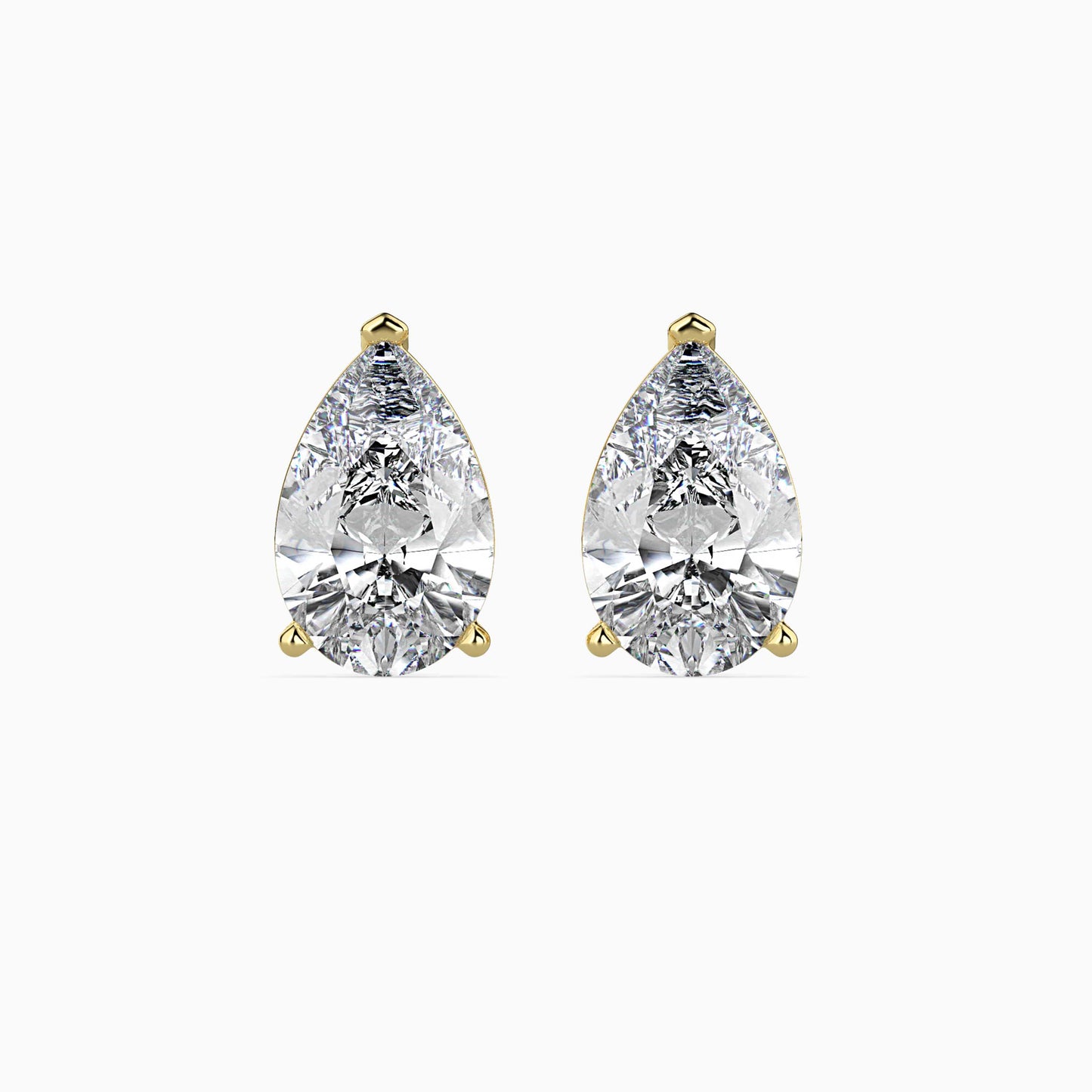 2CT Pear Diamond Studs (1CT Each) – IGI Certified Lab Grown Diamonds in 14K Gold