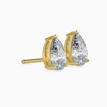 1CT Pear Diamond Stud Earrings (0.50CT Each) in 14K Gold – Elegant & IGI Certified