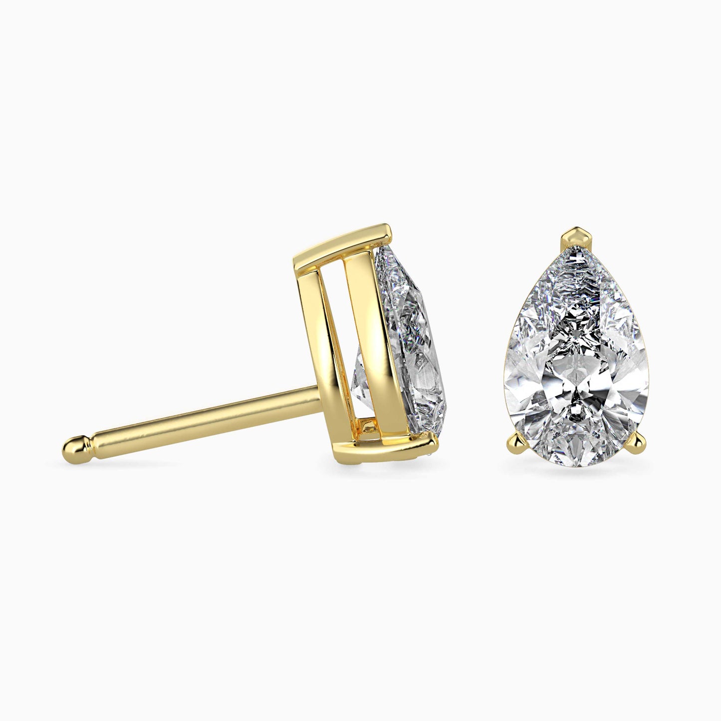 2CT Pear Diamond Studs (1CT Each) – IGI Certified Lab Grown Diamonds in 14K Gold