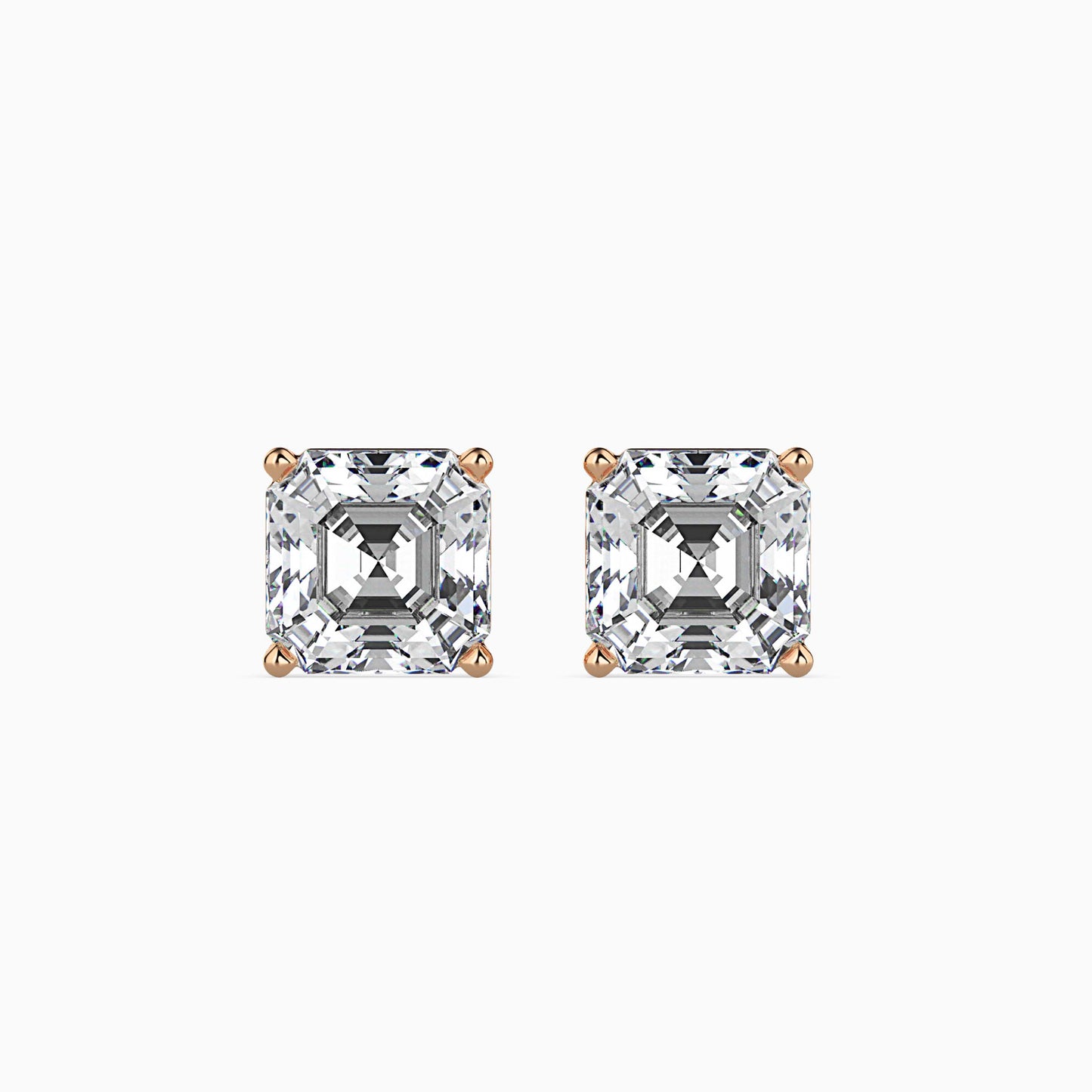 2CT Princess Cut Lab Grown Diamond Stud Earrings (1CT Each) – IGI Certified, Customizable in 14K Gold
