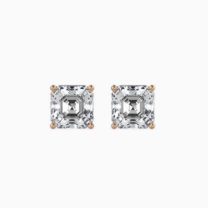 2CT Princess Cut Lab Grown Diamond Stud Earrings (1CT Each) – IGI Certified, Customizable in 14K Gold