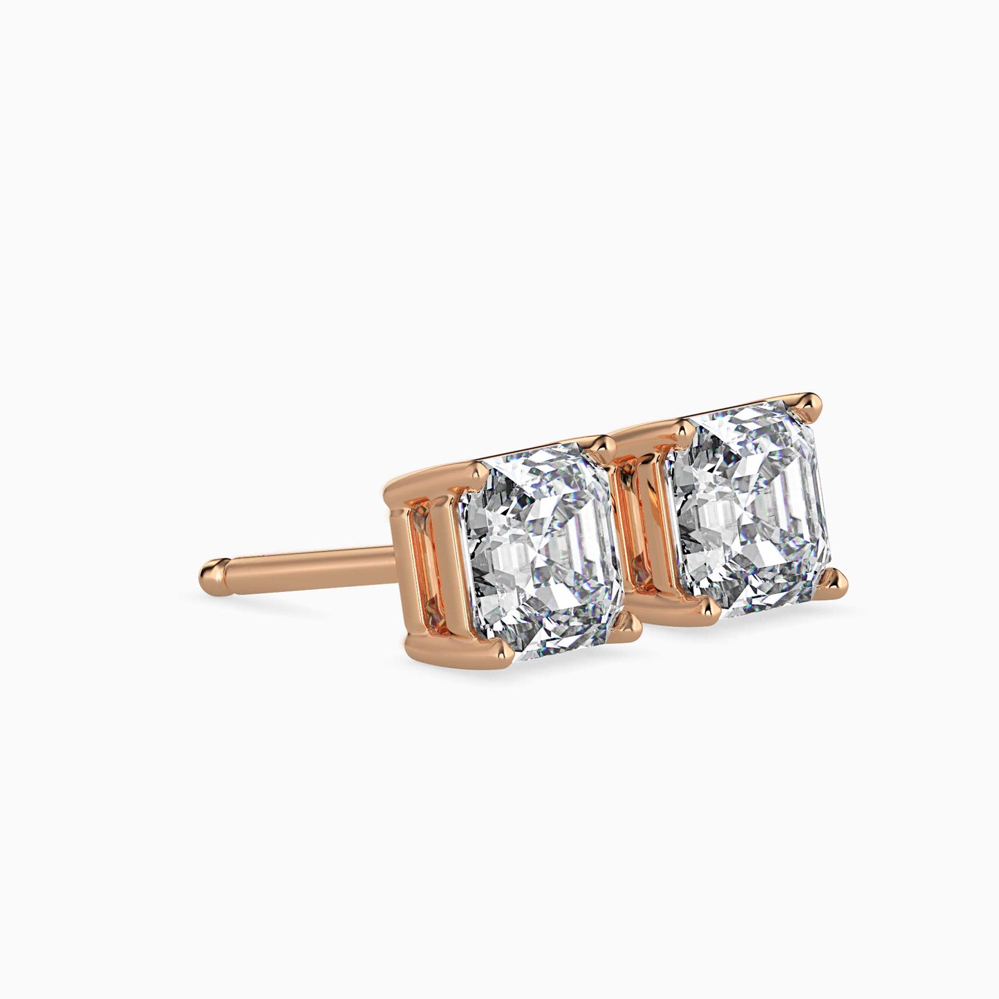 2CT Princess Cut Lab Grown Diamond Stud Earrings (1CT Each) – IGI Certified, Customizable in 14K Gold