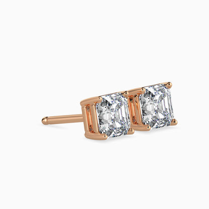 2CT Princess Cut Lab Grown Diamond Stud Earrings (1CT Each) – IGI Certified, Customizable in 14K Gold