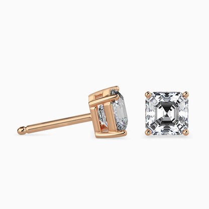 2CT Princess Cut Lab Grown Diamond Stud Earrings (1CT Each) – IGI Certified, Customizable in 14K Gold