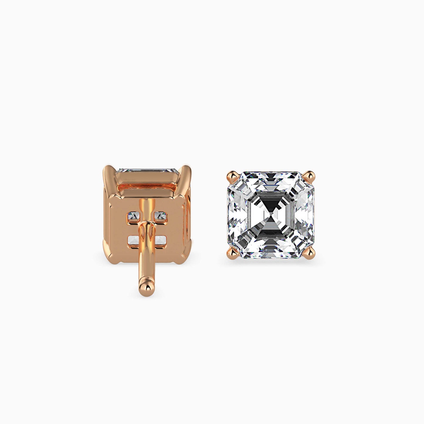 2CT Princess Cut Lab Grown Diamond Stud Earrings (1CT Each) – IGI Certified, Customizable in 14K Gold