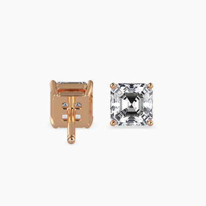 2CT Princess Cut Lab Grown Diamond Stud Earrings (1CT Each) – IGI Certified, Customizable in 14K Gold