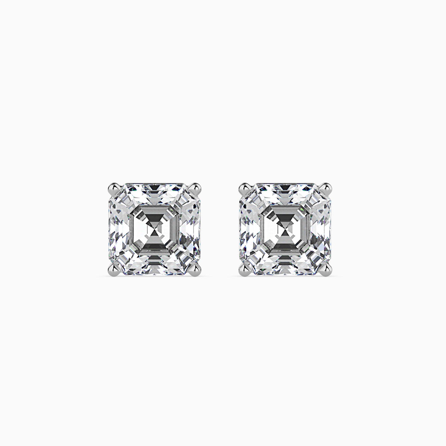 2CT Princess Cut Lab Grown Diamond Stud Earrings (1CT Each) – IGI Certified, Customizable in 14K Gold