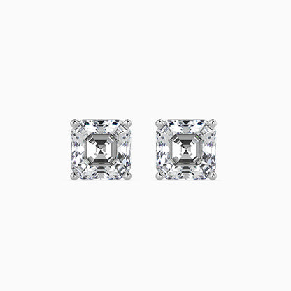2CT Princess Cut Lab Grown Diamond Stud Earrings (1CT Each) – IGI Certified, Customizable in 14K Gold