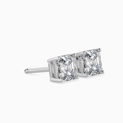 2CT Princess Cut Lab Grown Diamond Stud Earrings (1CT Each) – IGI Certified, Customizable in 14K Gold