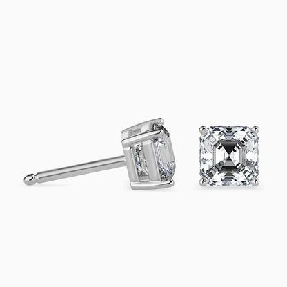 2CT Princess Cut Lab Grown Diamond Stud Earrings (1CT Each) – IGI Certified, Customizable in 14K Gold