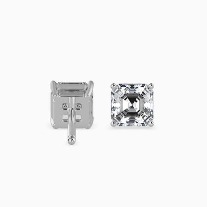 2CT Princess Cut Lab Grown Diamond Stud Earrings (1CT Each) – IGI Certified, Customizable in 14K Gold