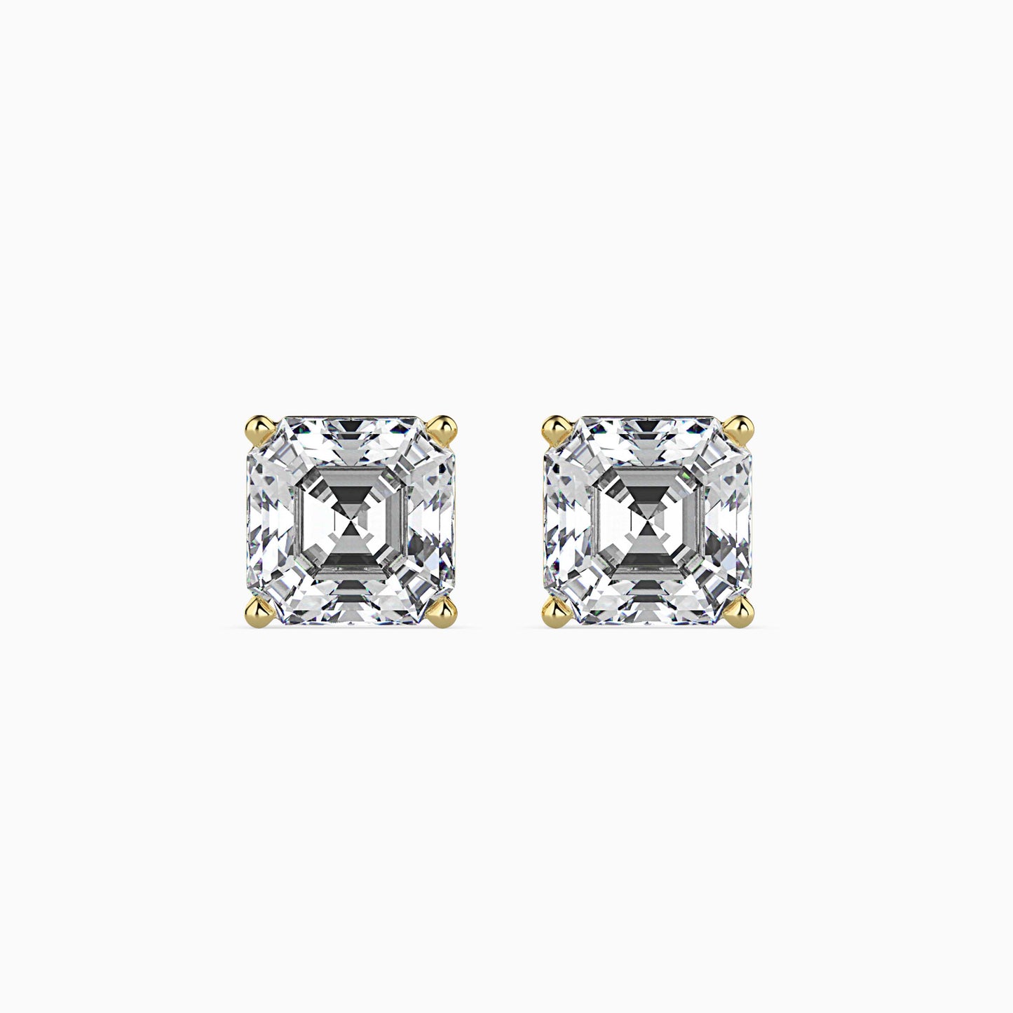 2CT Princess Cut Lab Grown Diamond Stud Earrings (1CT Each) – IGI Certified, Customizable in 14K Gold