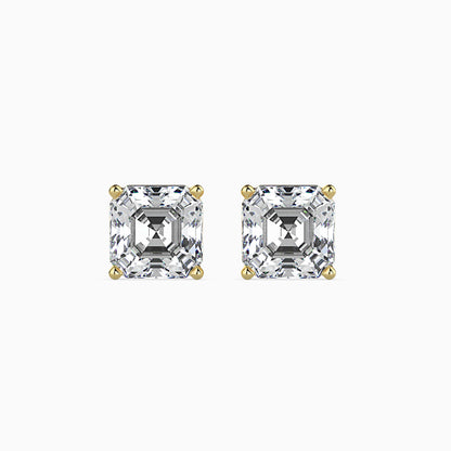 2CT Princess Cut Lab Grown Diamond Stud Earrings (1CT Each) – IGI Certified, Customizable in 14K Gold