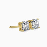 2CT Princess Cut Lab Grown Diamond Stud Earrings (1CT Each) – IGI Certified, Customizable in 14K Gold