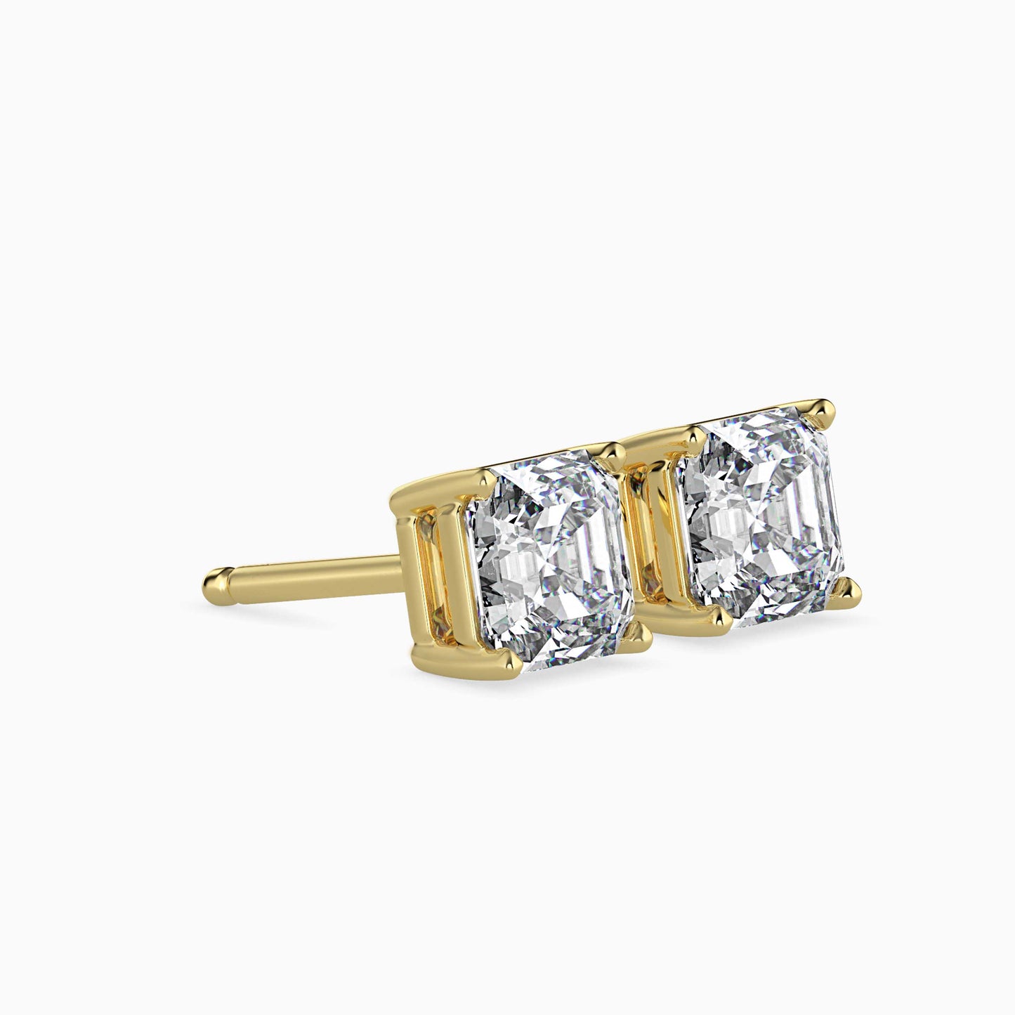 2CT Princess Cut Lab Grown Diamond Stud Earrings (1CT Each) – IGI Certified, Customizable in 14K Gold