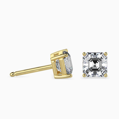 2CT Princess Cut Lab Grown Diamond Stud Earrings (1CT Each) – IGI Certified, Customizable in 14K Gold