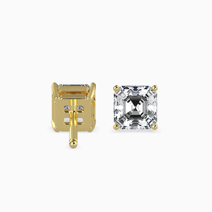 2CT Princess Cut Lab Grown Diamond Stud Earrings (1CT Each) – IGI Certified, Customizable in 14K Gold