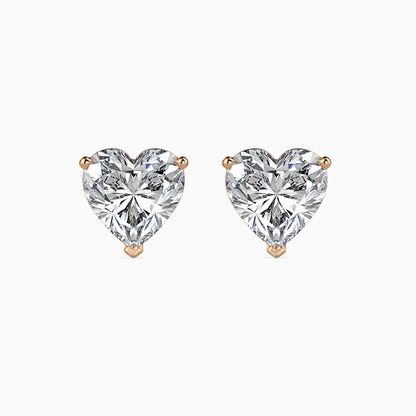 2 CT Heart-Shaped Diamond Stud Earrings (1 CT Each) in 14K Gold – Romantic & Timeless Sparkle