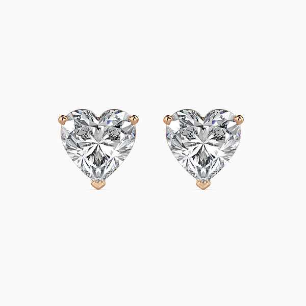 1.5 Carat Heart Diamond Stud Earrings (0.75 CT Each) in 14K Gold | Lab Grown Diamond Pair Studs for Women