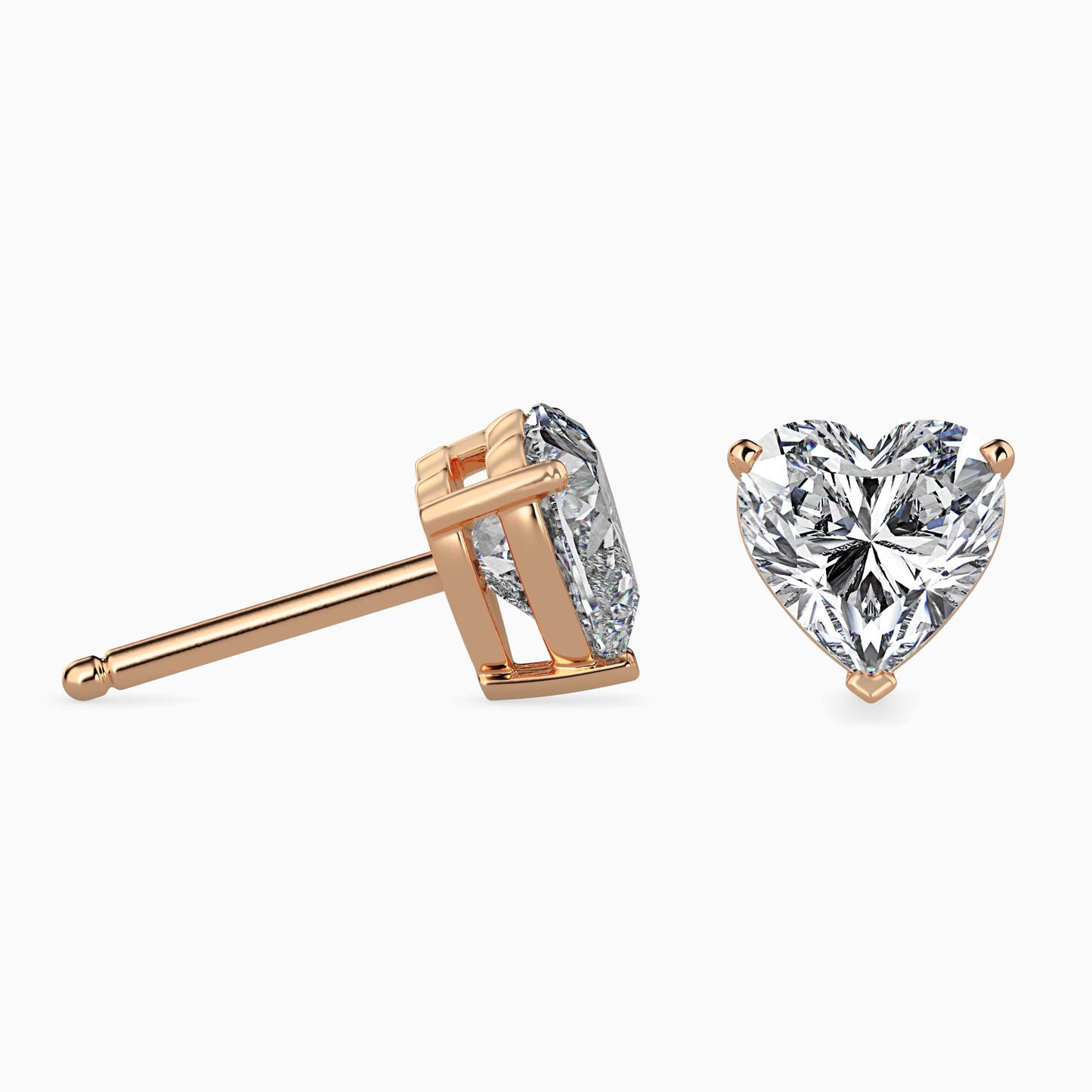2 CT Heart-Shaped Diamond Stud Earrings (1 CT Each) in 14K Gold – Romantic & Timeless Sparkle