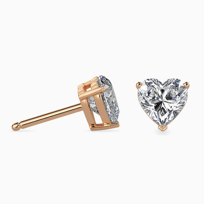 1.5 Carat Heart Diamond Stud Earrings (0.75 CT Each) in 14K Gold | Lab Grown Diamond Pair Studs for Women