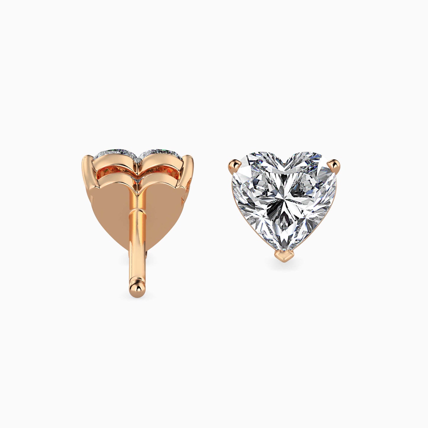 1.5 Carat Heart Diamond Stud Earrings (0.75 CT Each) in 14K Gold | Lab Grown Diamond Pair Studs for Women