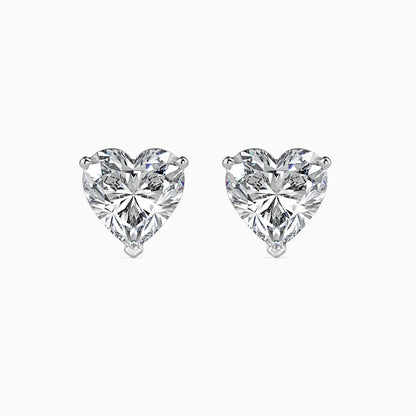 2 CT Heart-Shaped Diamond Stud Earrings (1 CT Each) in 14K Gold – Romantic & Timeless Sparkle