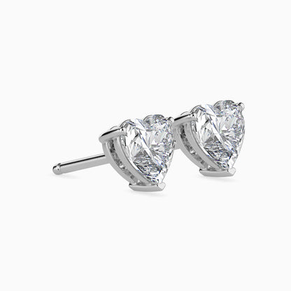 2 CT Heart-Shaped Diamond Stud Earrings (1 CT Each) in 14K Gold – Romantic & Timeless Sparkle