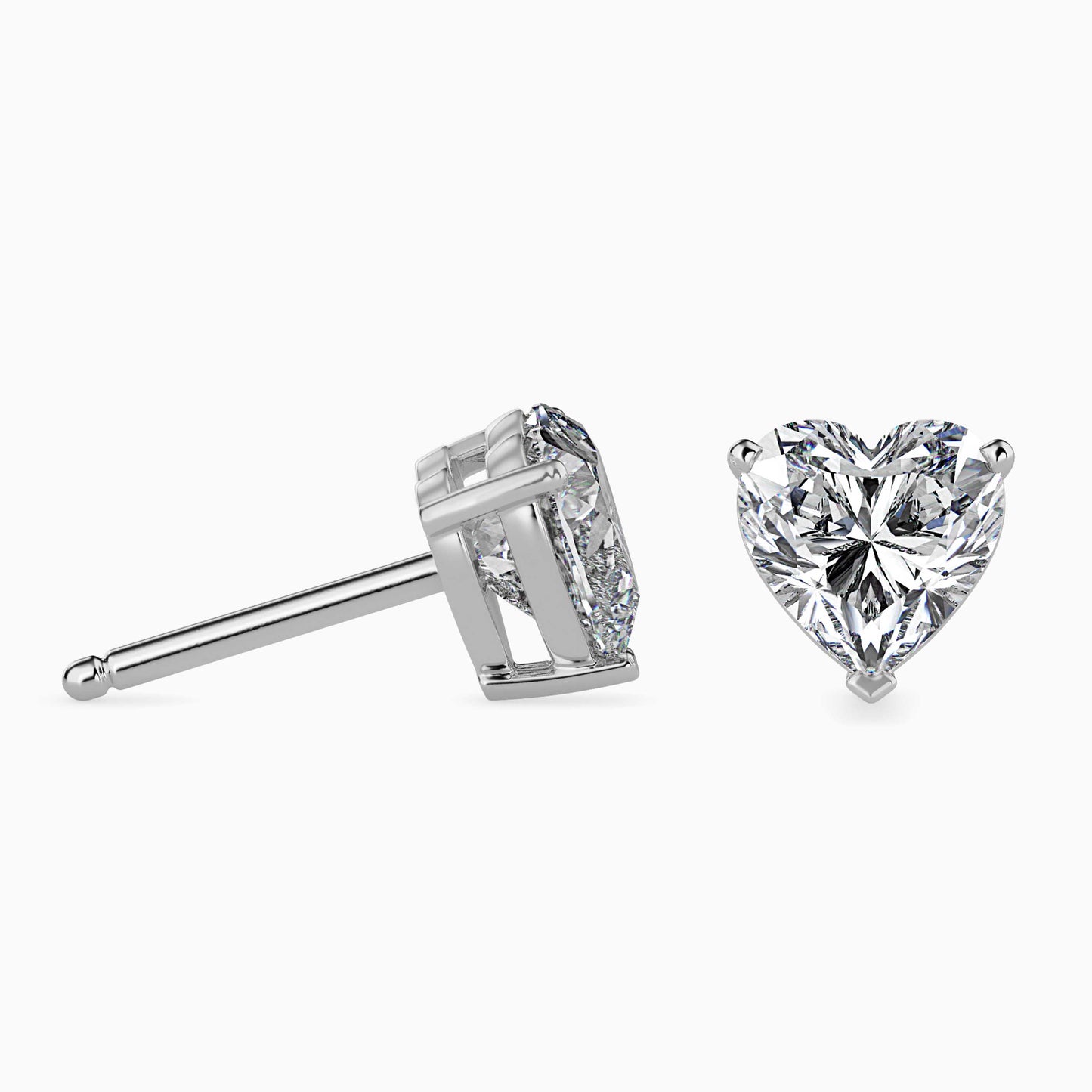 1.5 Carat Heart Diamond Stud Earrings (0.75 CT Each) in 14K Gold | Lab Grown Diamond Pair Studs for Women