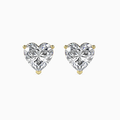2 CT Heart-Shaped Diamond Stud Earrings (1 CT Each) in 14K Gold – Romantic & Timeless Sparkle