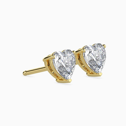 2 CT Heart-Shaped Diamond Stud Earrings (1 CT Each) in 14K Gold – Romantic & Timeless Sparkle