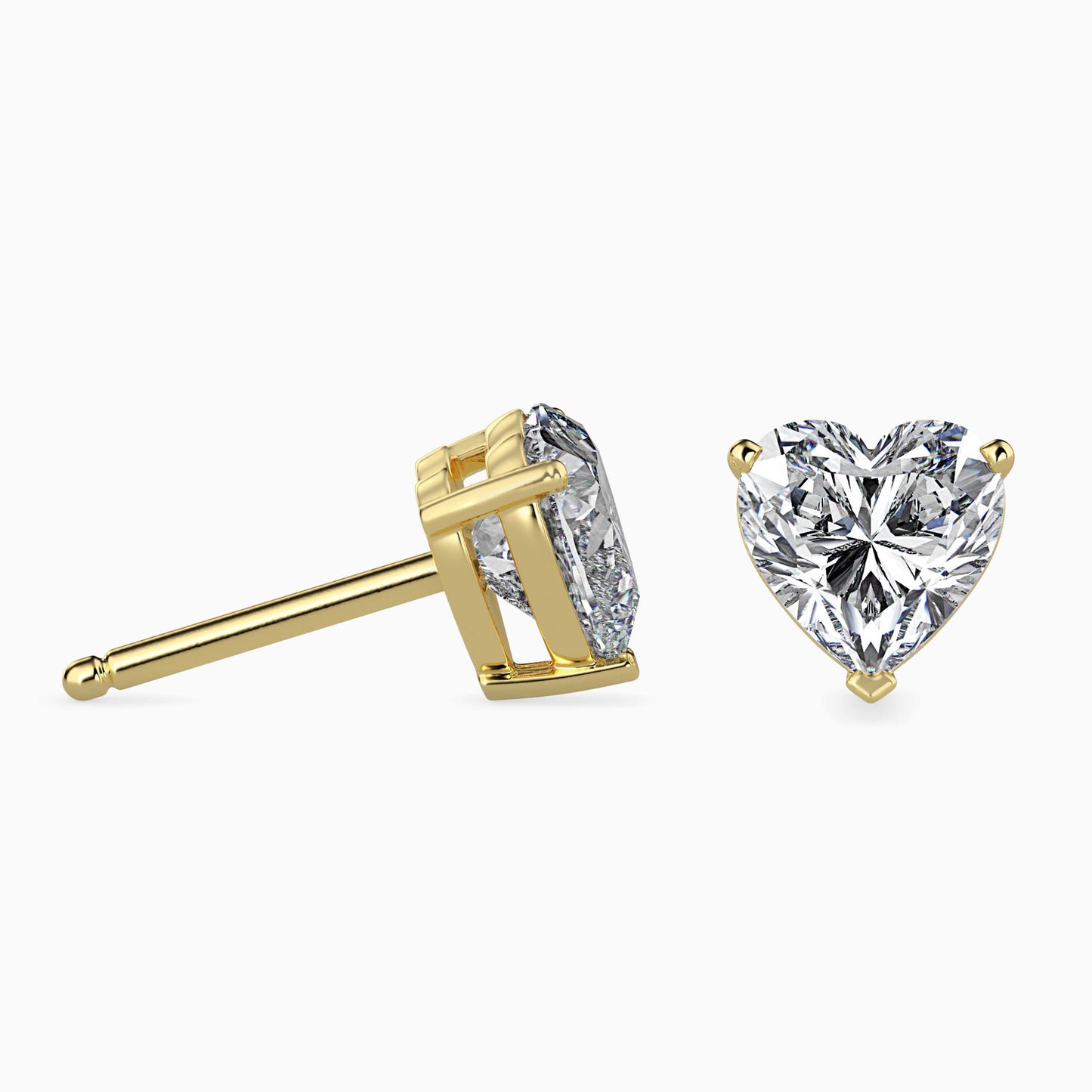 2 CT Heart-Shaped Diamond Stud Earrings (1 CT Each) in 14K Gold – Romantic & Timeless Sparkle