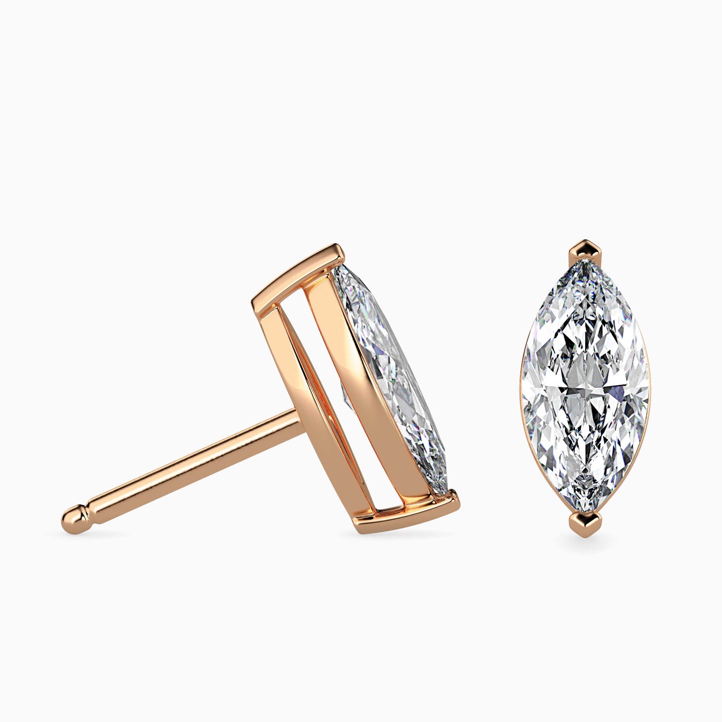 1.5 Carat Marquise Lab Grown Diamond Stud Earrings (0.75 CT Each) in 14K Gold | IGI Certified & Sustainable Jewelry
